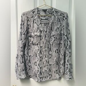 M Express White and Black Snake Print Blouse